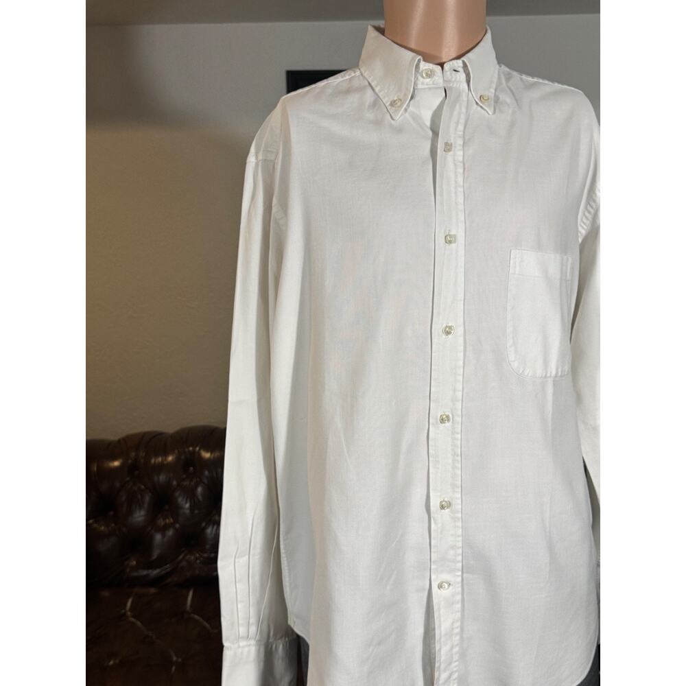 Loro Piana White Cotton Oxford Cloth Button Down Shirt Large 16.5 42 Neck